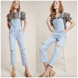 NEW PAIGE Sierra Distressed Overalls - Lindon Destructed, Sz 28